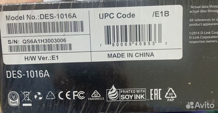 Коммутатор d link des 1016a