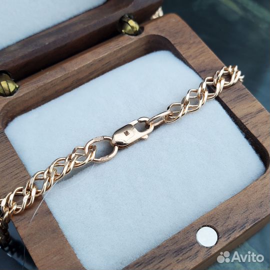 Цепь Двойной ромб из красного золота с алмазной гранью