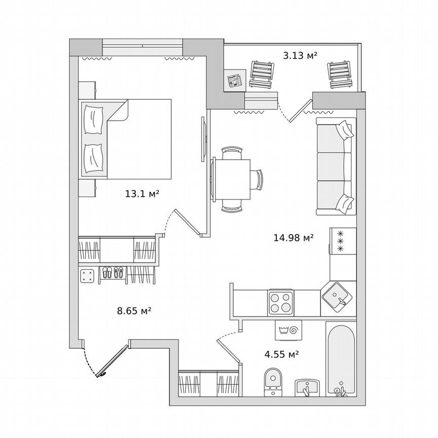 1-к. квартира, 40,7 м², 11/22 эт.