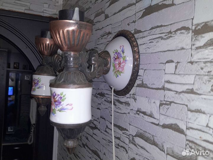 Светильник бра декоративное ссср;фарфор, латунь