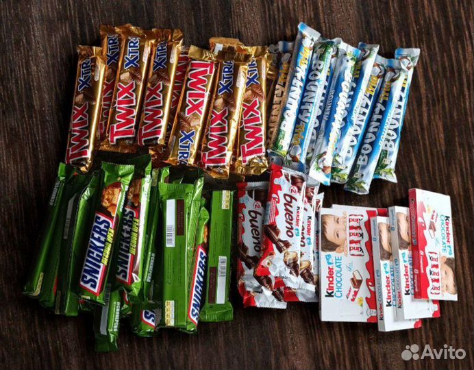 Шоколад snickers/twix/bounty/kinder