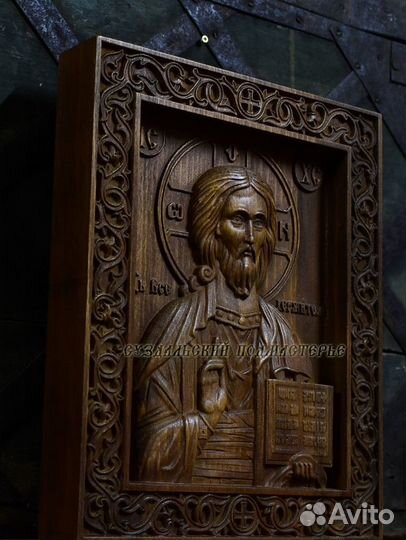 Деревянная резная икона Господь Вседержитель