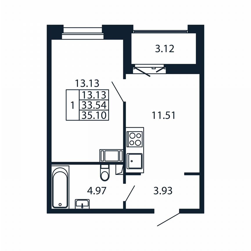1-к. квартира, 36,7 м², 8/12 эт.