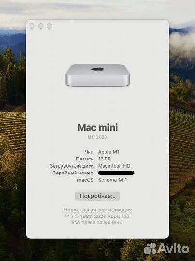 Mac mini M1 16GB/512GB, наработка 265 часов