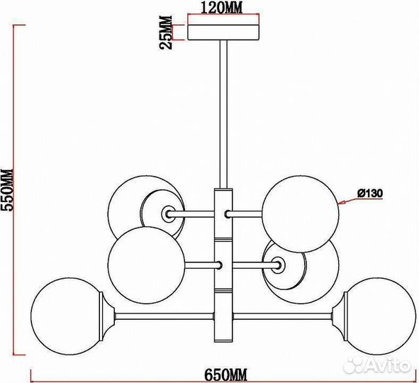 Люстра на штанге MyFar Camilla MR1882-6C