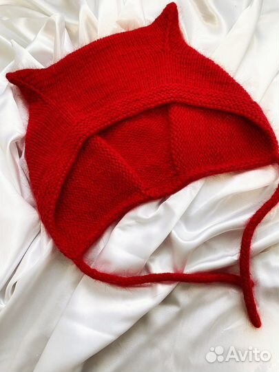 Чепчик с ушками из пуха норки