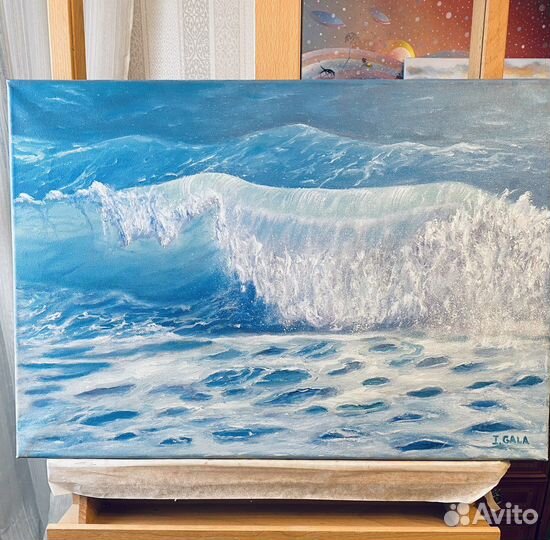 Картина с волнами масло на холсте море 38x55
