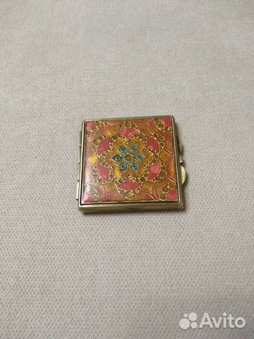 Зеркало карманное со вставкой латунное