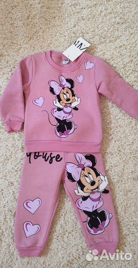 Теплый новый костюм Zara 68-74 футер