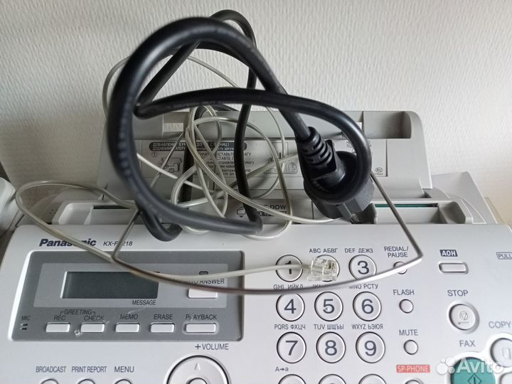 Телефон факс Panasonic KX-fp218ru на бумаге а4