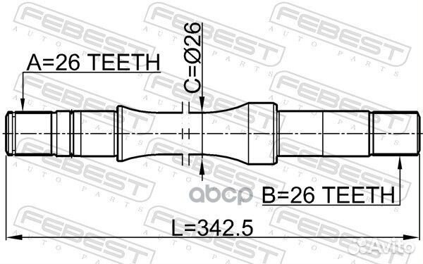 Полуось правая 26x342.5x26 Suzuki Liana 1.3/1.6