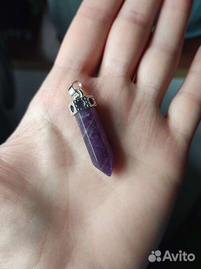 Браслет, кулоны из аметиста и розового кварца