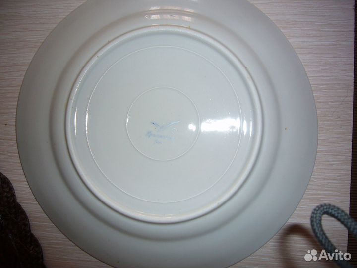 Тарелка фарфоровая, мелкая, кобальт, позолота 1шт