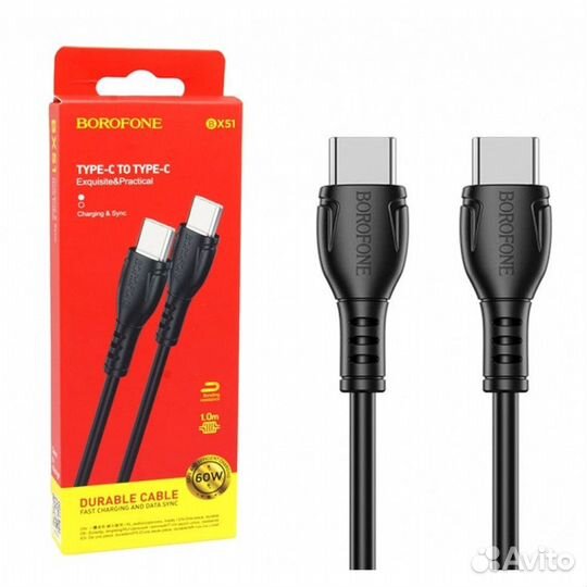 Borofone BX51 кабель для USB-C на USB-C, 1м, 60W