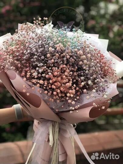 Букет из гипсофилы. Гипсофилы в коробке