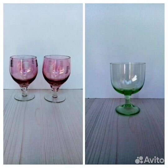 Фужеры посуда кобальт хрусталь цветное стекло СССР
