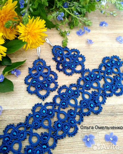 Кружевные серьги и чокер ручной работы