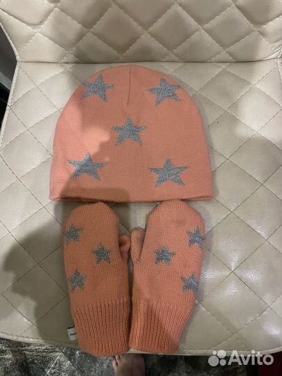 Шапка и варежки Molo персик