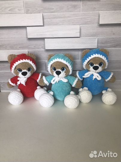 Мишка вязанный из плюшевой пряжи