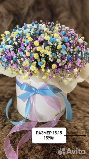 Букет из гипсофилы в коробке