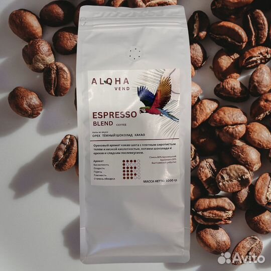 Кофе зерновой 1 кг Aloha Vend Эспрессо Бленд
