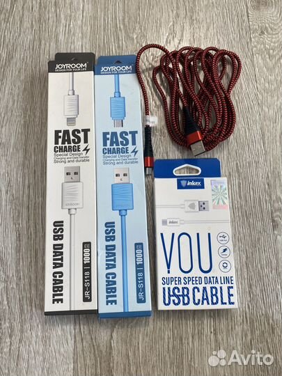 Кабель USB lightning, microUSB, Type-C