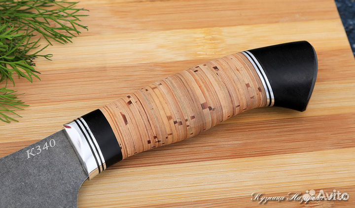 Поварской нож № 11 сталь К340 береста черный граб