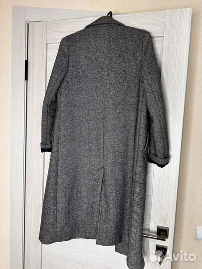 Пальто длинное женское xs s весна осень серое
