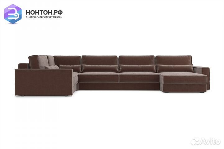 Диван п-образный тик-так Сохо коричневый