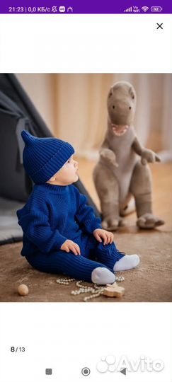 Шапка бини вязаная 6 мес