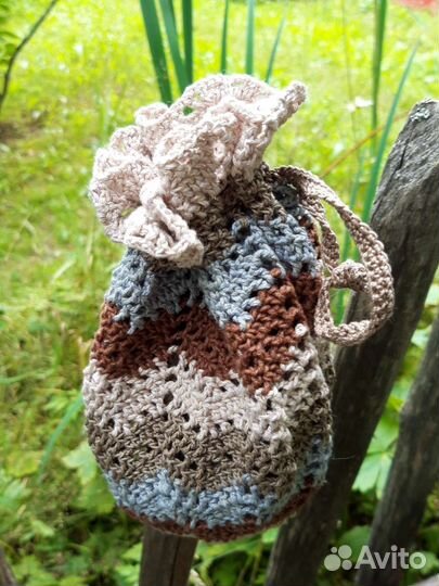 Ажурный берет+ сумочка-мешок