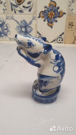 Фигурка гжель новая собака, обезьяна, крыса