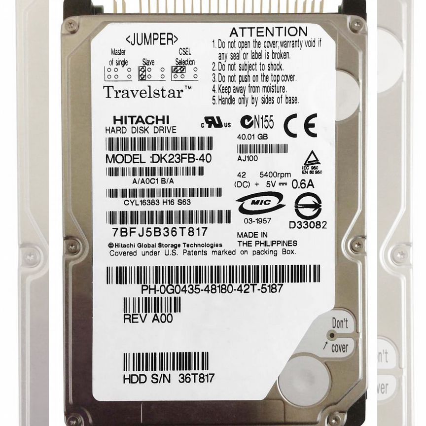 [DK23FB-40] Жесткий Диск Hitachi 40gb 5400 Ide 2,5" Dk23fb-40