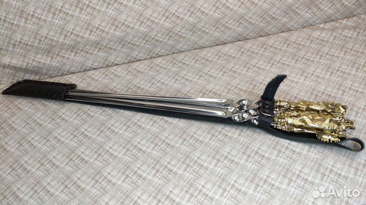 Шампуры в чехле, ручки из латуни 