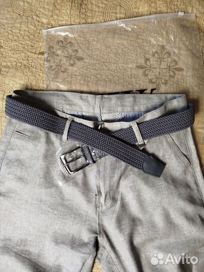 Брюки мужские серые льняные