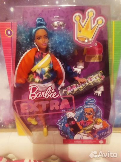 Кукла Barbie extra #4 с котятами и скейтом, на ску