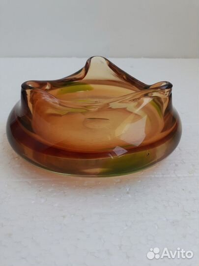 Пепельница-ваза из цветного стекла СССР