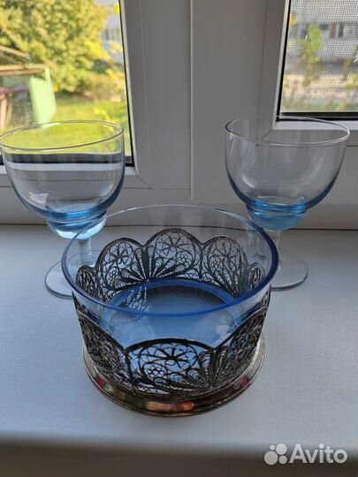 Конфетница цветное стекло СССР