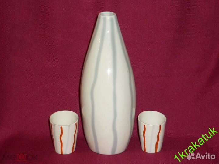 Графин и 2 стопки. лзфи. Редкая роспись стопок