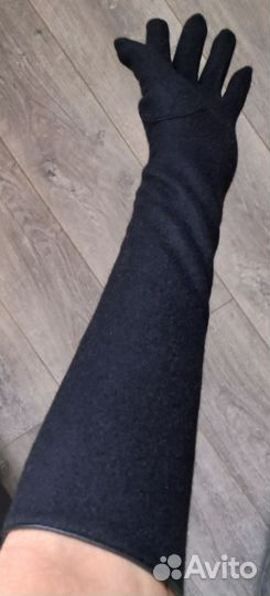 Перчатки черные длинные, кашемир