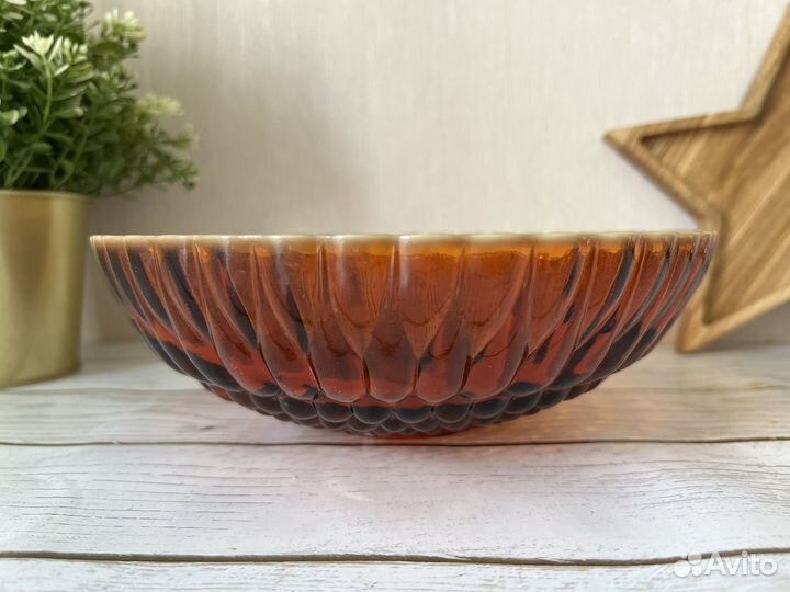 Ваза для фруктов цветное стекло салатник СССР