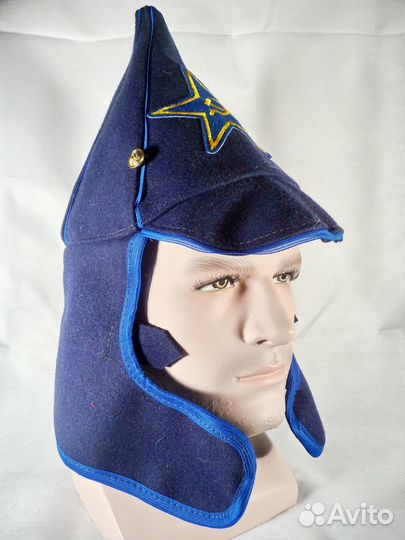 Серая/синяя суконная буденевка со звездой 58-60 р