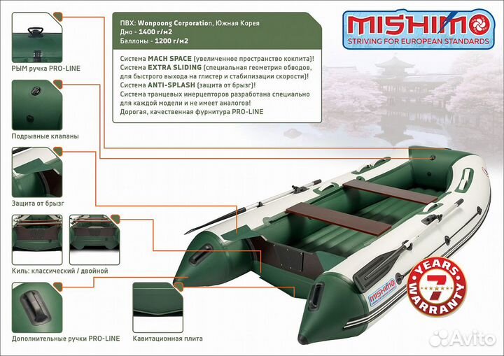 Комплект лодка mishimo 350 C мотором 9.9(15)