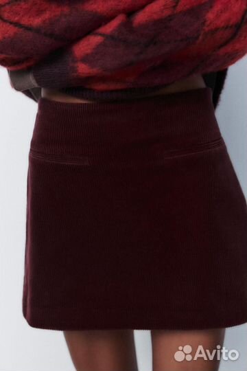 Мини юбка женская Zara бургунди