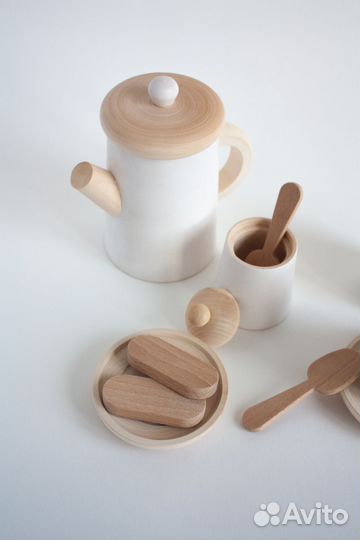 Деревянные игрушки чайный набор посуды