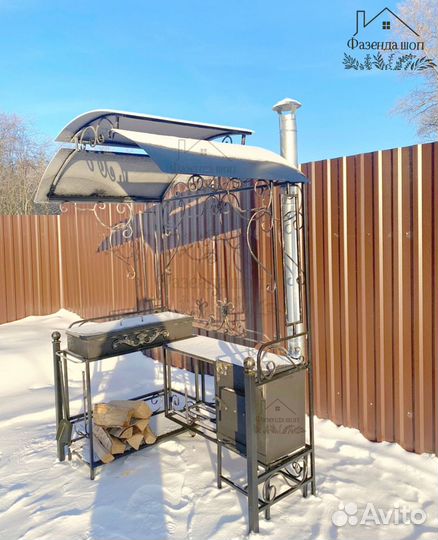 Мангал с печью под казан