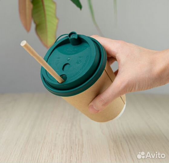 Крышки для стакана c заглушкой, 90мм темно-зеленая