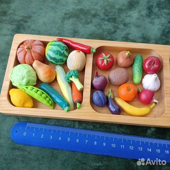 Набор 25 шт Фрукты и овощи из полимерной глины