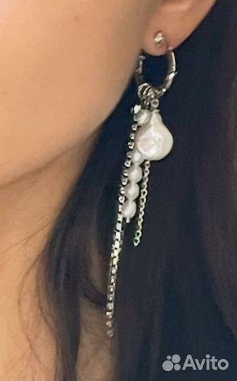 Серьги подвески с жемчугом