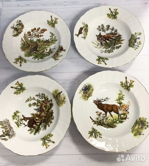 Набор глубоких тарелок «Охота» Чехия Бернадотте